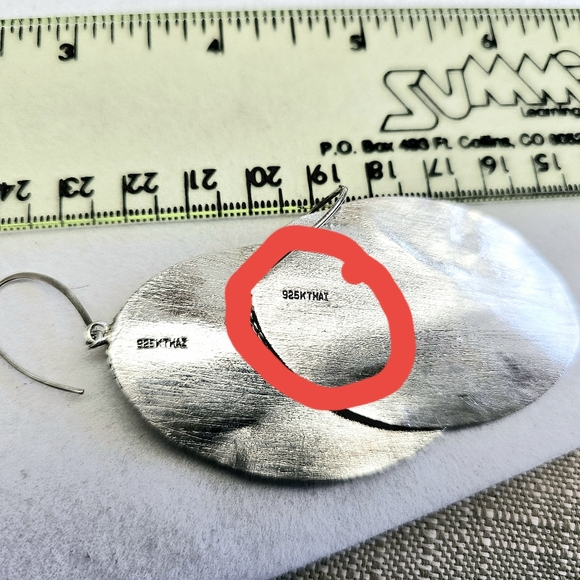 925 Sterling Oval Hammered Earrings with 925 Ornate Bali-Style Medallions - Picture 9 of 9